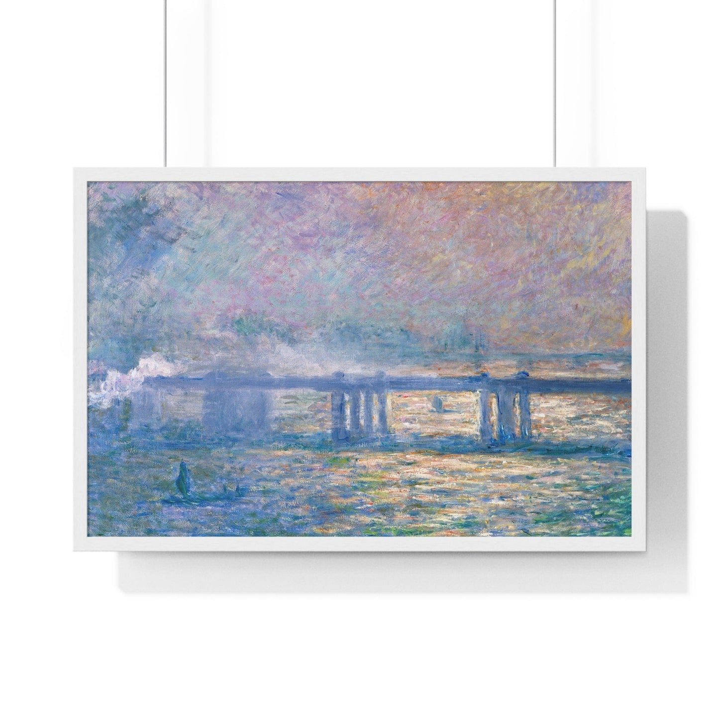 Poster 30" x 20" / White Charing Cross Bridge (1903) by Claude Monet, Framed Print