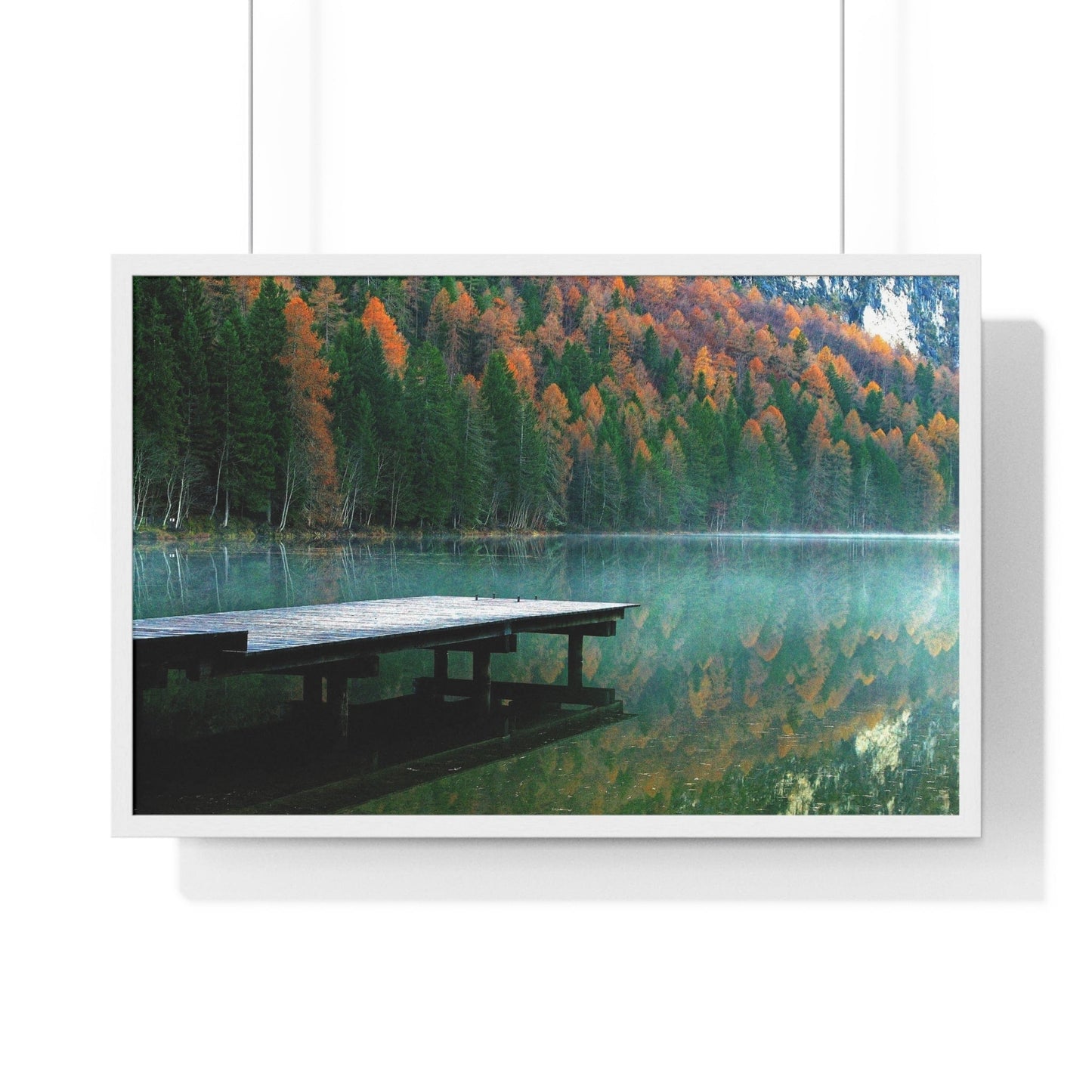 Poster 30" x 20" / White Northern Lakes Pier, Framed Print