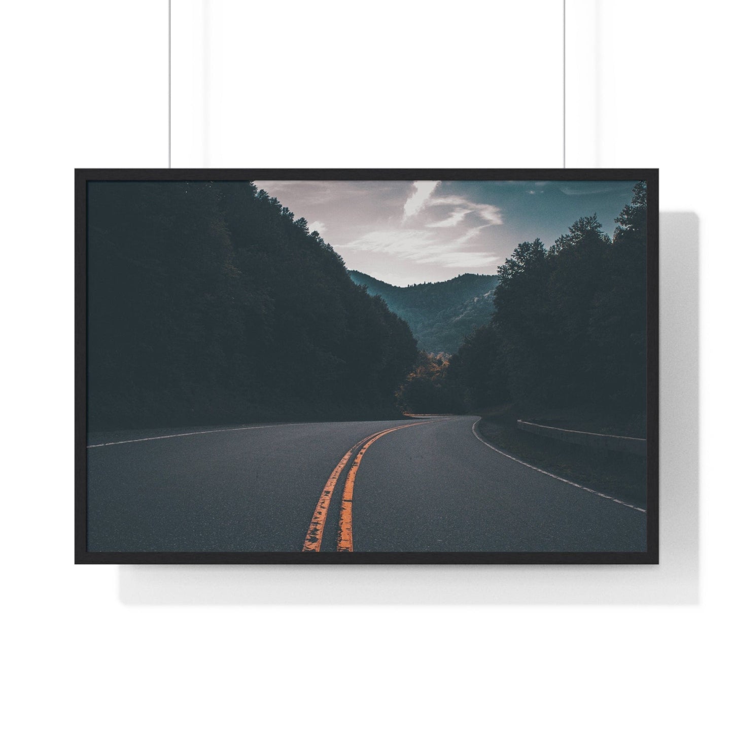 Poster 36″ x 24″ / Black Great Smoky Mountains Road, US, Framed Print