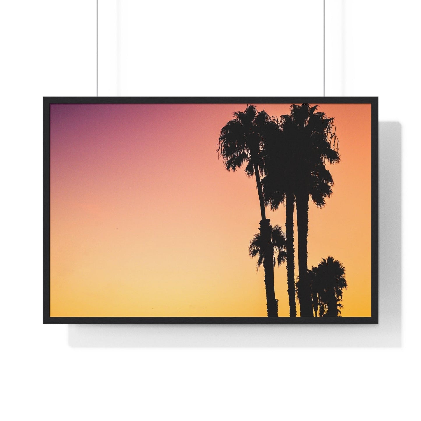 Poster 36″ x 24″ / Black Palm Tree Silhouettes In Venice Beach, Framed Print