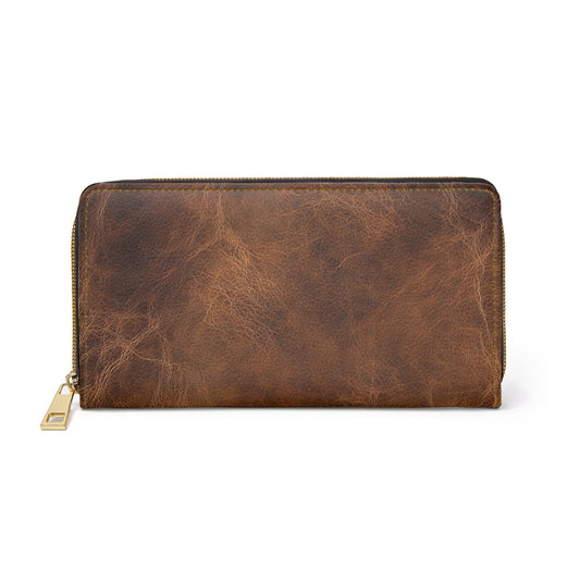 Accessories One size / White Chestnut Brown Aged Leather Zipper Wallet