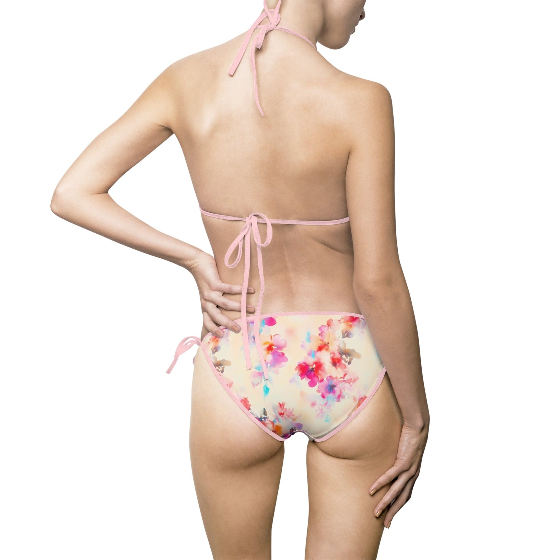All Over Prints Creme Coloree Women's String Bikini Set