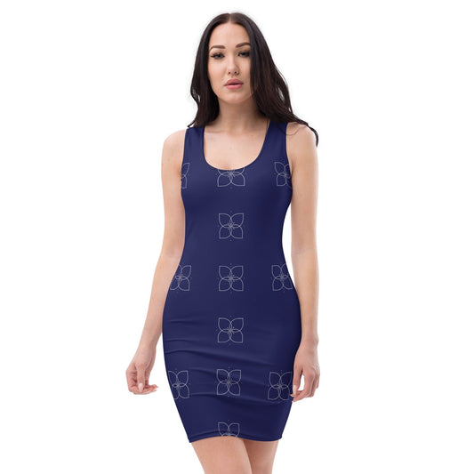 All Over Prints XS Blue Lotus Bodycon Dress