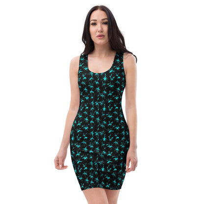 All Over Prints XS Fluorescent Blue Bodycon Dress