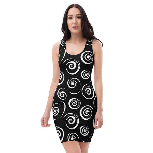 All Over Prints XS Spirals Bodycon Dress