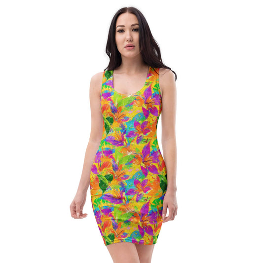 All Over Prints XS Tropical Summer Bodycon Dress