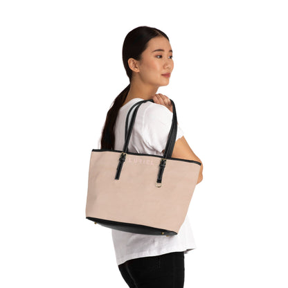 Bags 16" x 10" / Black Baby Pink Leather Women's Vegan Leather Tote Bag