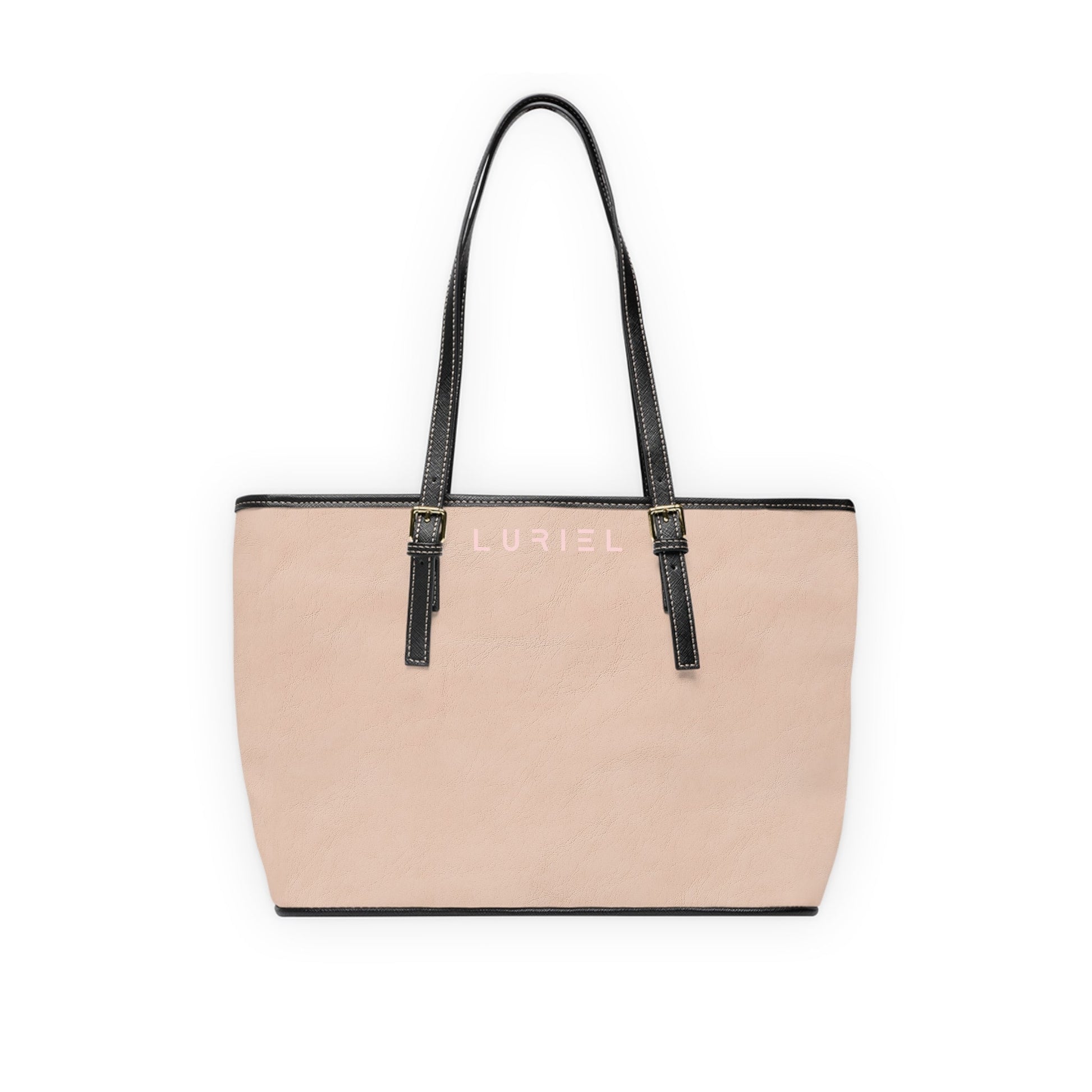 Bags 16" x 10" / Black Baby Pink Leather Women's Vegan Leather Tote Bag