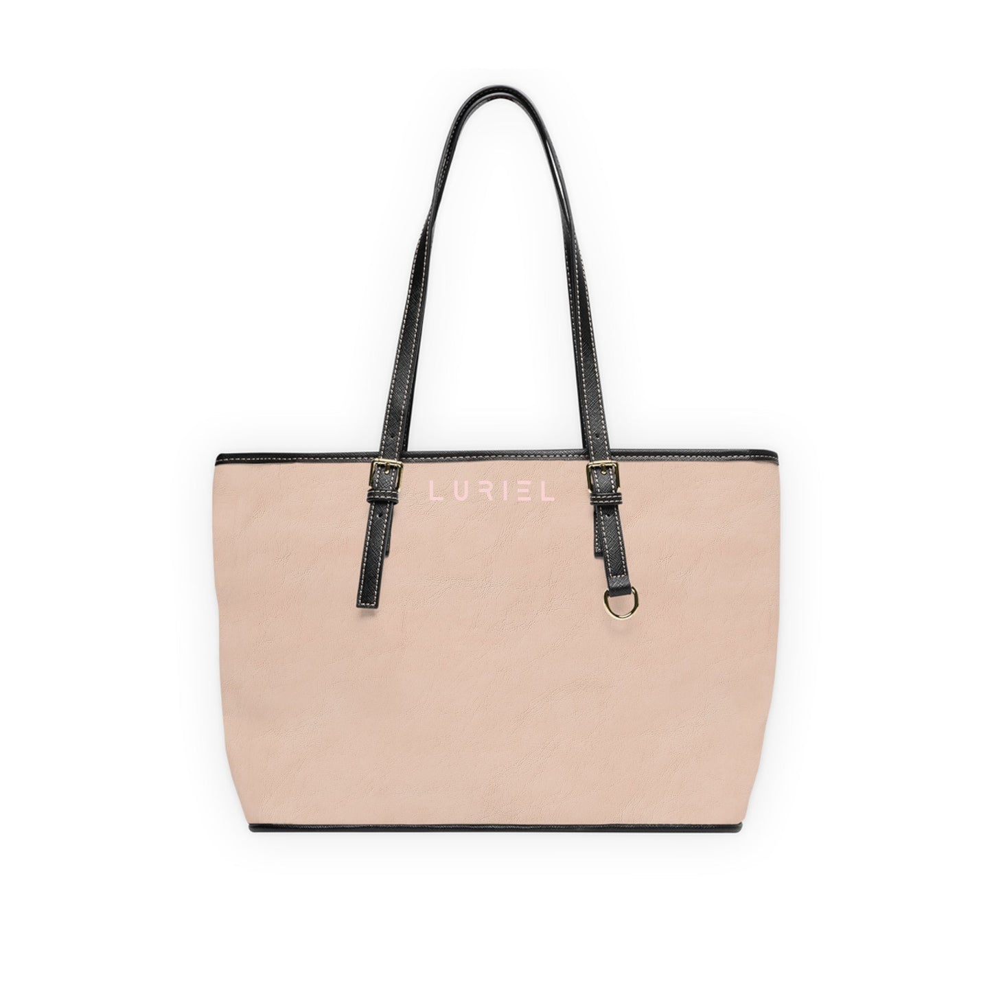 Bags 16" x 10" / Black Baby Pink Leather Women's Vegan Leather Tote Bag