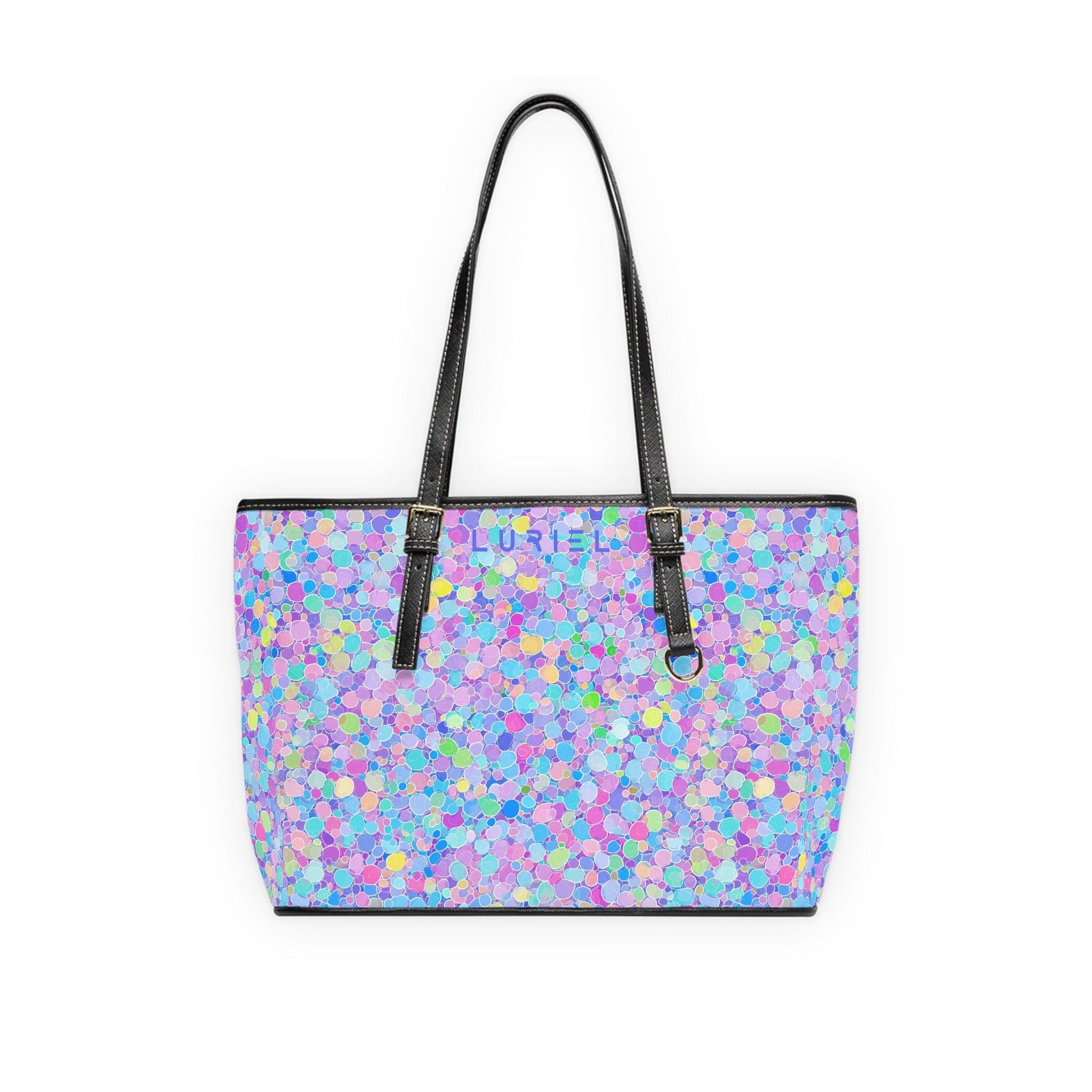 Bags 16" x 10" / Black Bubbles Women's Vegan Leather Tote Bag