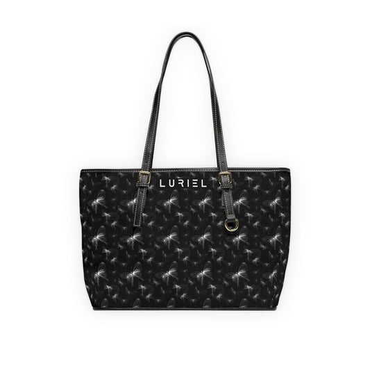 Bags 16" x 10" / Black Butterflies in the Dark Women's Vegan Leather Tote Bag