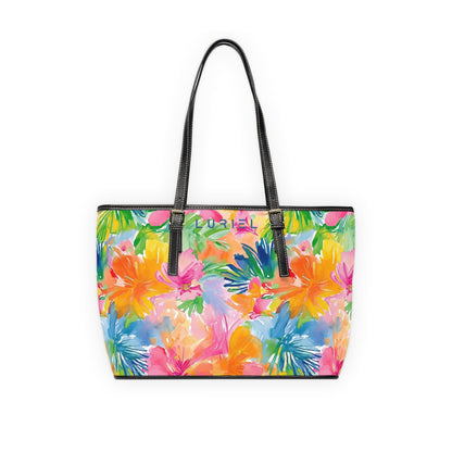 Bags 16" x 10" / Black Caribbean Beach Women's Vegan Leather Tote Bag