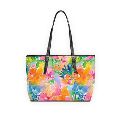 Bags 16" x 10" / Black Caribbean Beach Women's Vegan Leather Tote Bag
