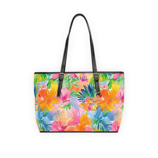 Bags 16" x 10" / Black Caribbean Beach Women's Vegan Leather Tote Bag