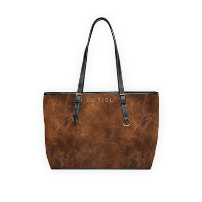 Bags 16" x 10" / Black Chestnut Brown Aged Leather Women's Vegan Leather Tote Bag