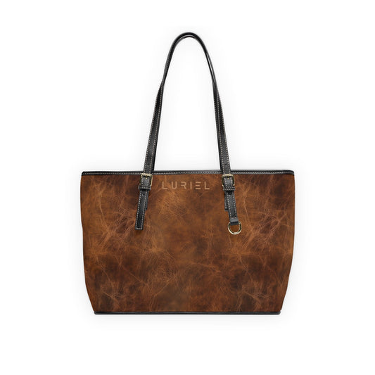 Bags 16" x 10" / Black Chestnut Brown Aged Leather Women's Vegan Leather Tote Bag