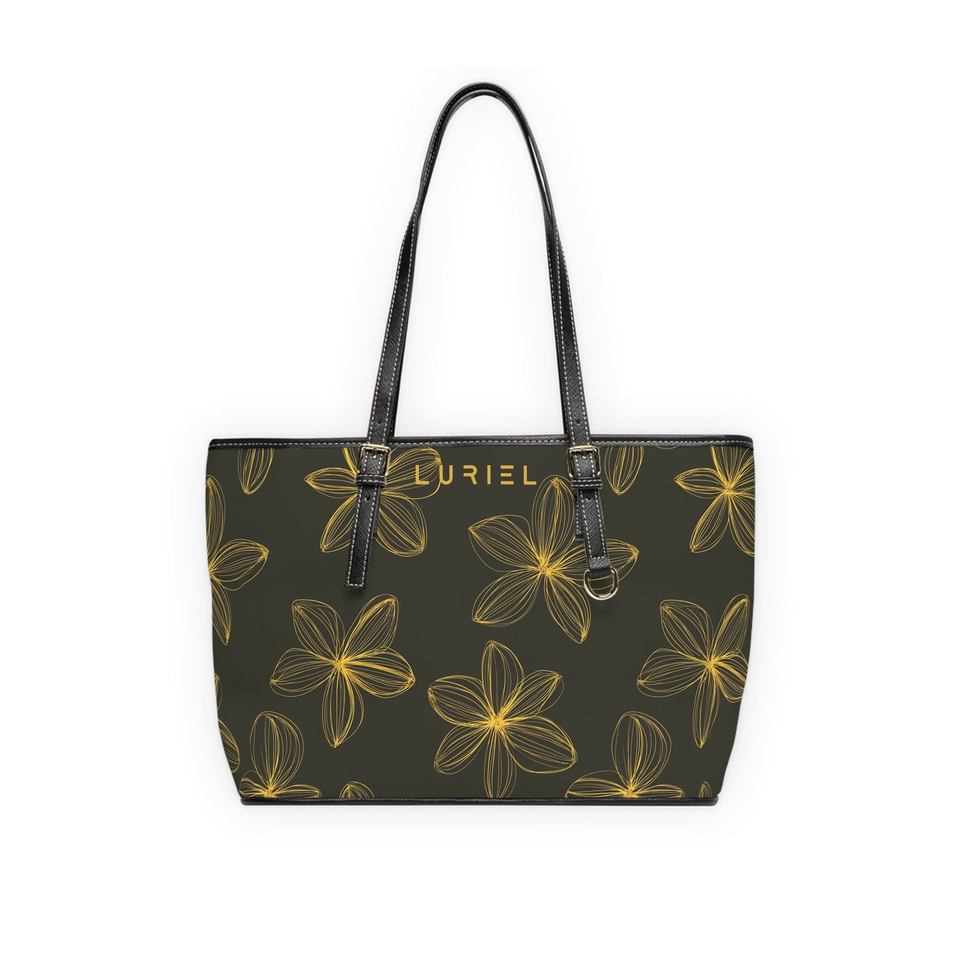 Bags 16" x 10" / Black Floral Aesthetic Women's Vegan Leather Tote Bag