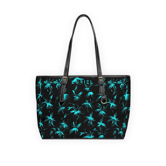 Bags 16" x 10" / Black Fluorescent Blue Women's Vegan Leather Tote Bag