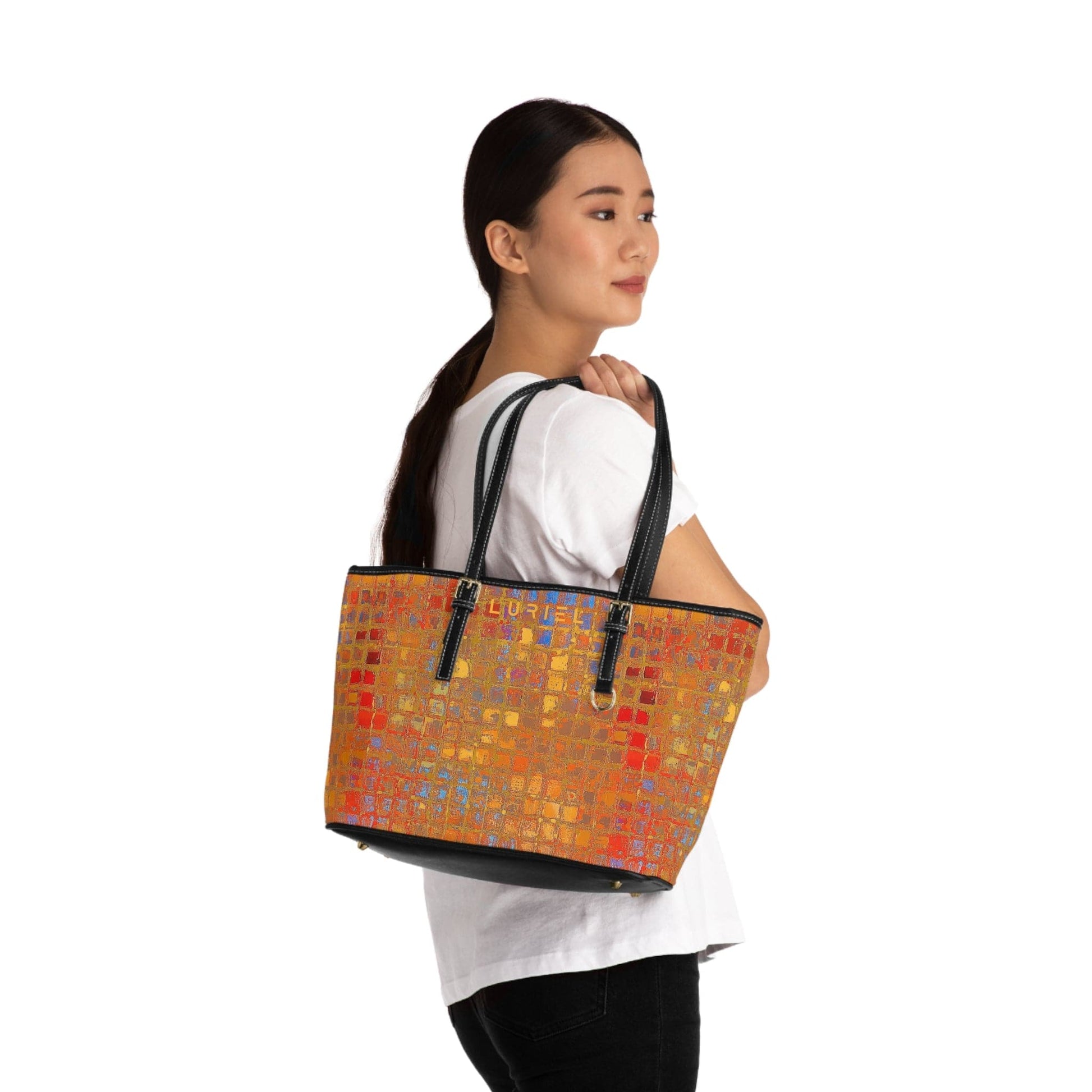 Bags 16" x 10" / Black Golden Beauty Women's Vegan Leather Tote Bag