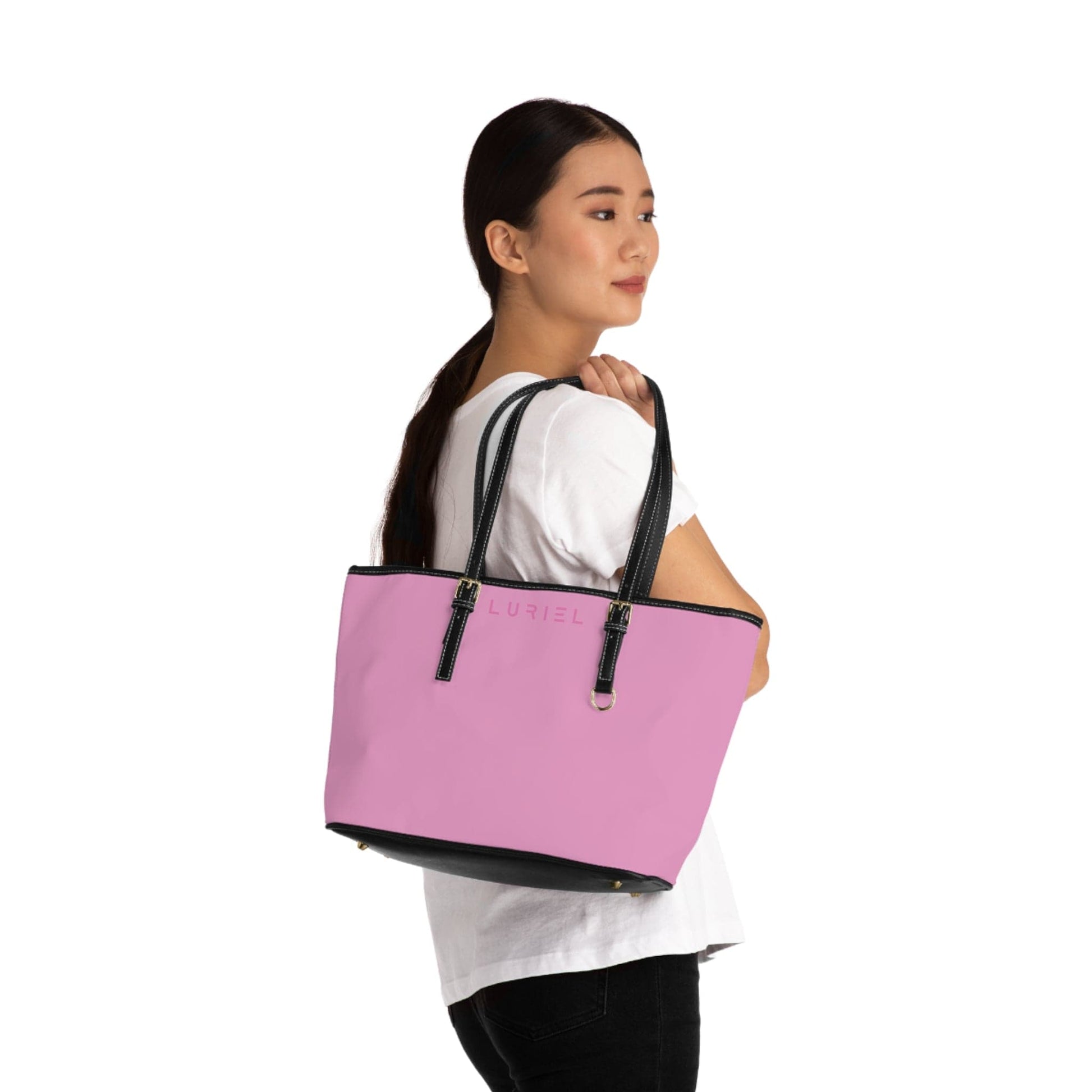 Bags 16" x 10" / Black Light Mauve Women's Vegan Leather Tote Bag