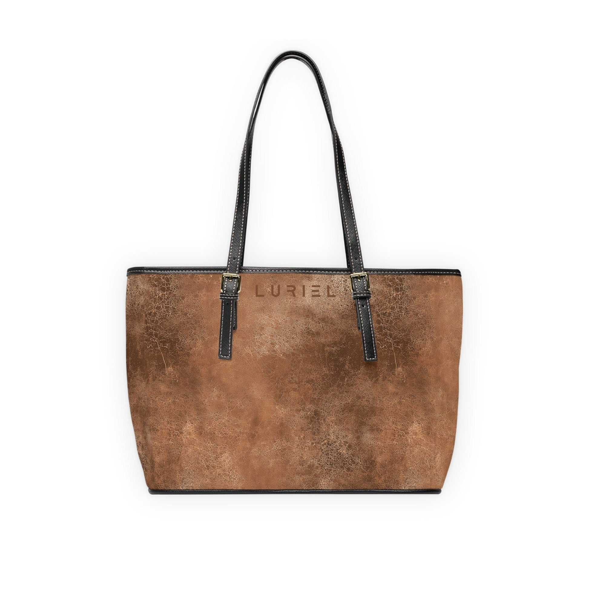 Bags 16" x 10" / Black Marble Leather Women's Vegan Leather Tote Bag