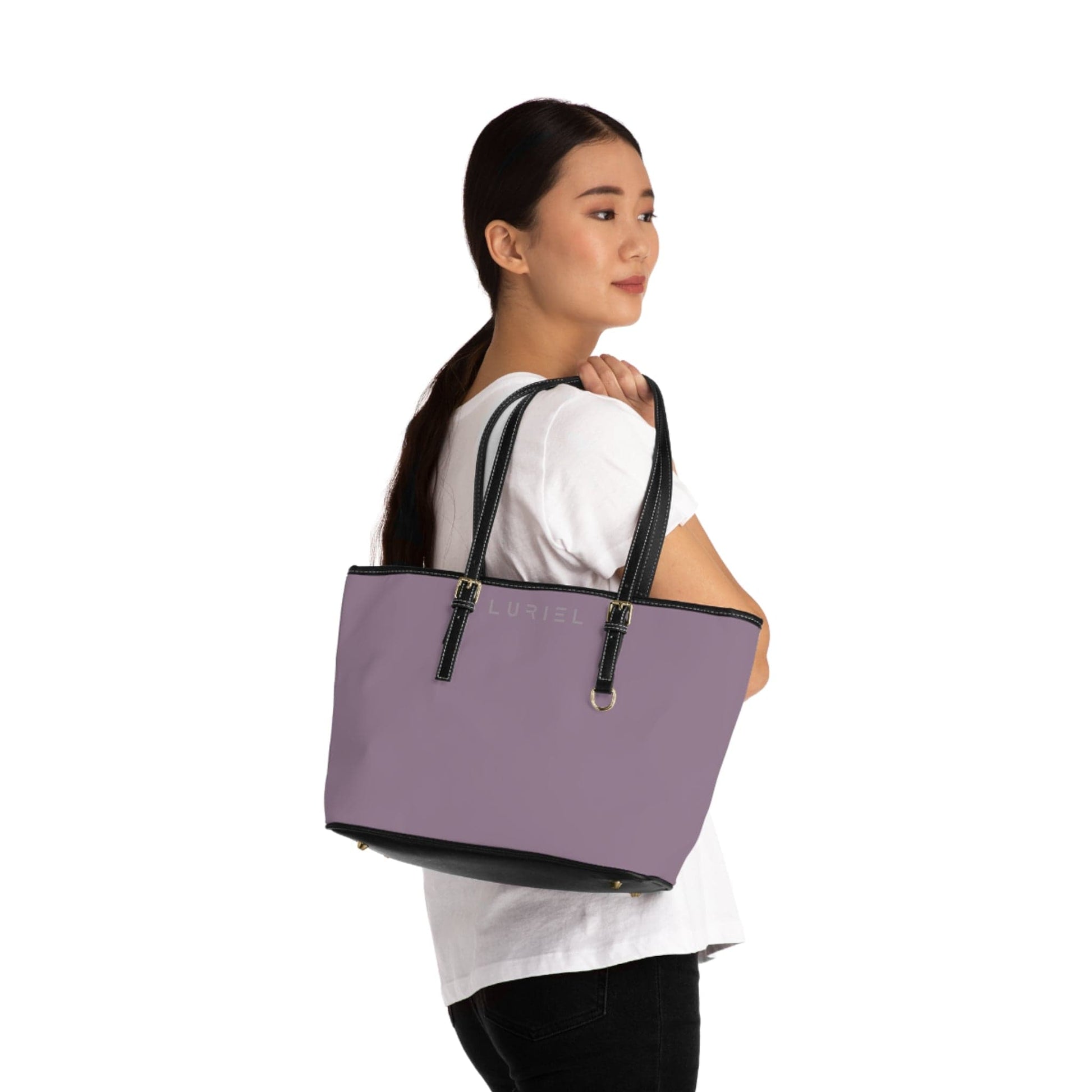 Bags 16" x 10" / Black Mobster Purple Grey Women's Vegan Leather Tote Bag