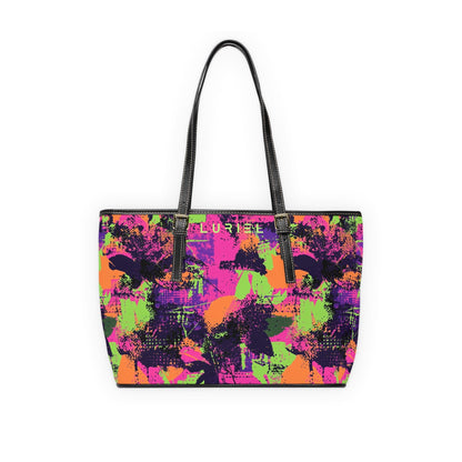Bags 16" x 10" / Black Neon Nights Women's Vegan Leather Tote Bag