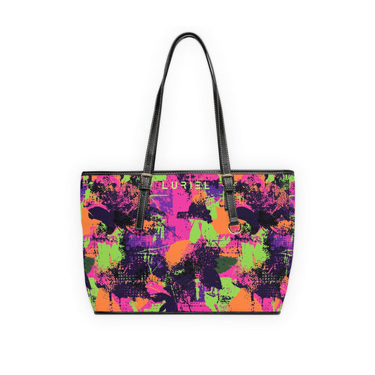 Bags 16" x 10" / Black Neon Nights Women's Vegan Leather Tote Bag