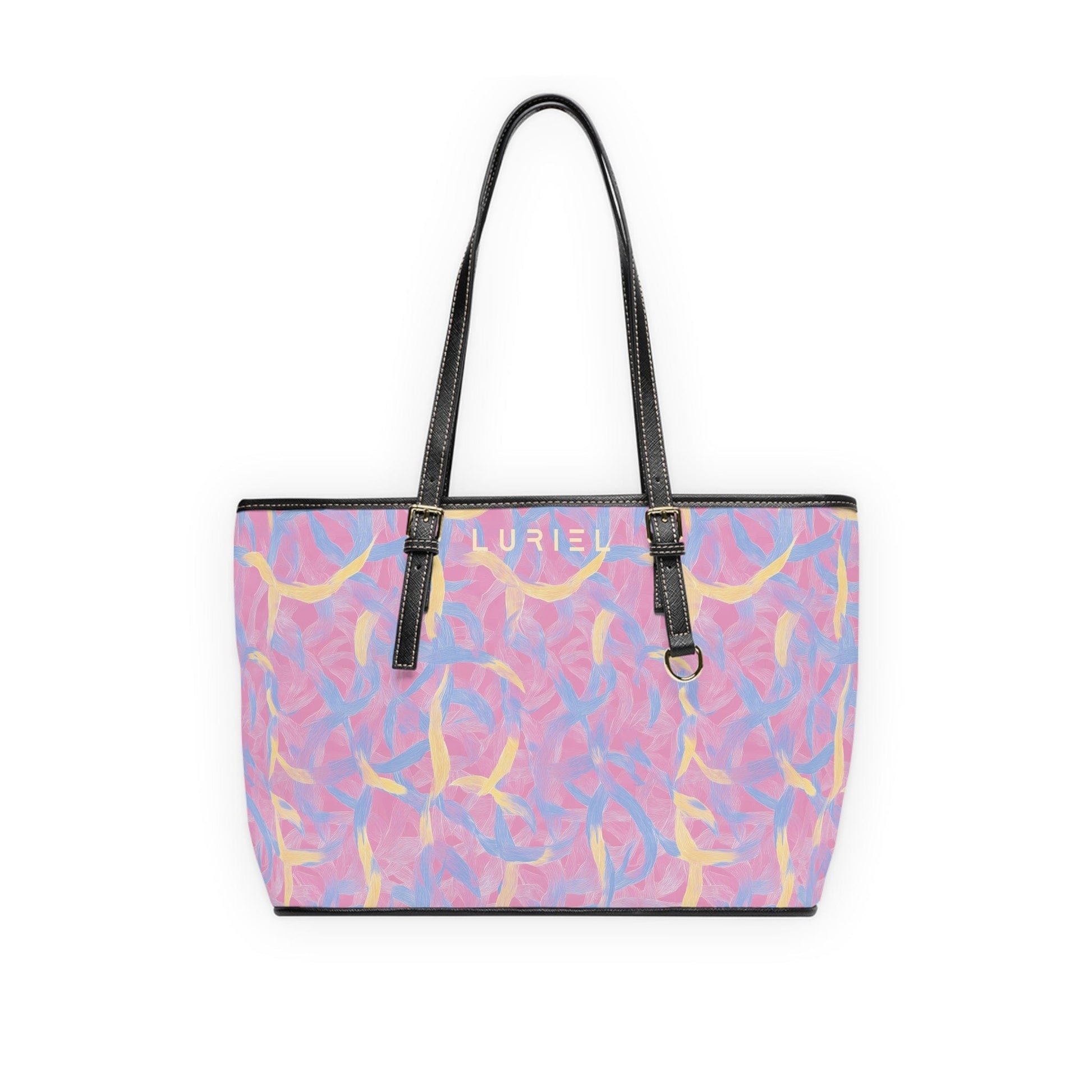 Bags 16" x 10" / Black Pastel Confetti Women's Vegan Leather Tote Bag