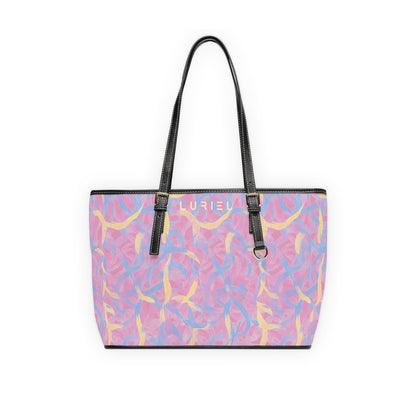 Bags 16" x 10" / Black Pastel Confetti Women's Vegan Leather Tote Bag