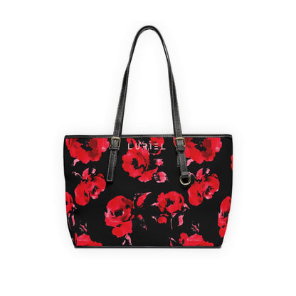 Bags 16" x 10" / Black Roses Women's Vegan Leather Tote Bag