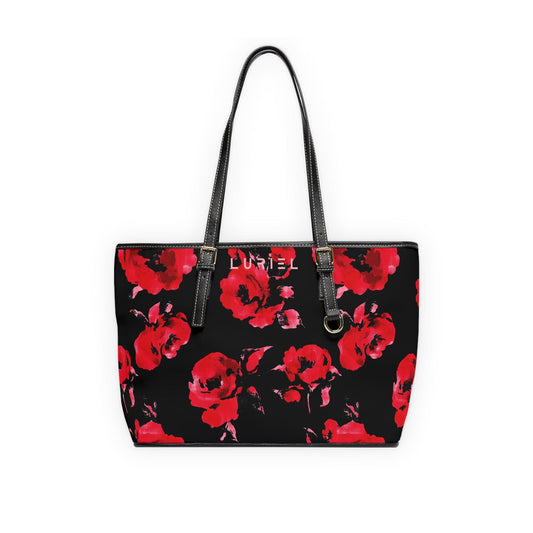 Bags 16" x 10" / Black Roses Women's Vegan Leather Tote Bag