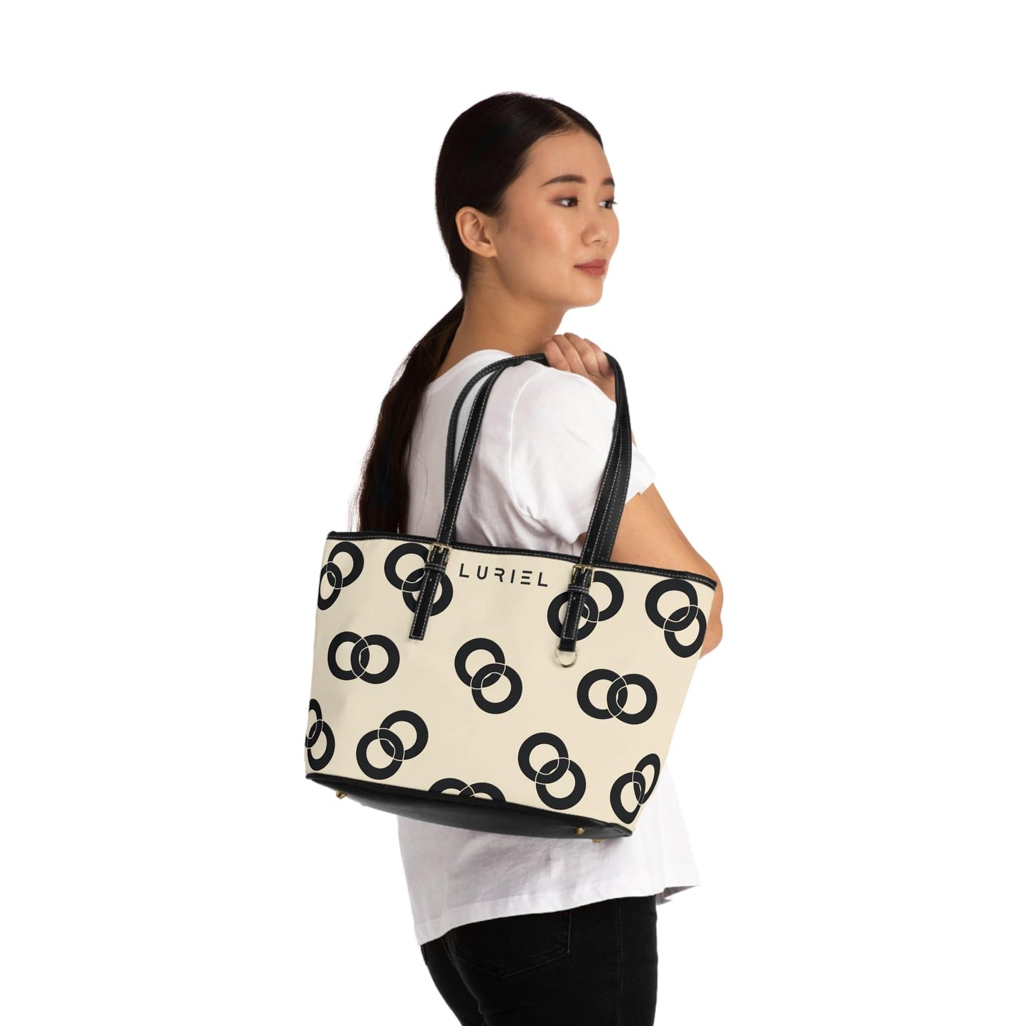 Bags 16" x 10" / Black Tied at the Hip Women's Vegan Leather Tote Bag