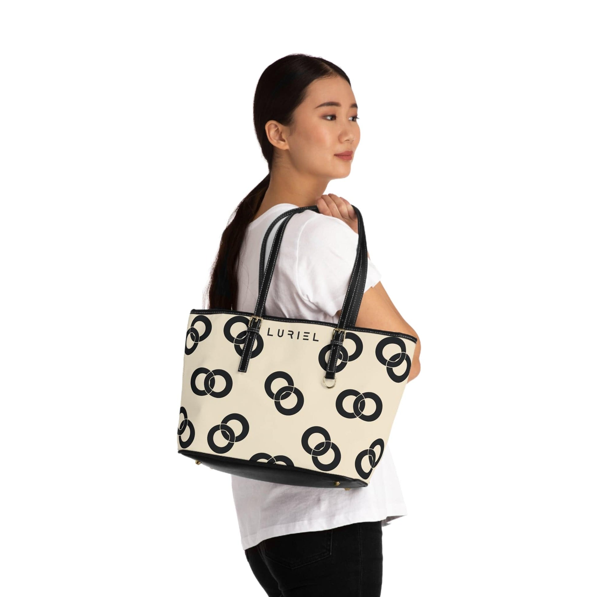 Bags 16" x 10" / Black Tied at the Hip Women's Vegan Leather Tote Bag