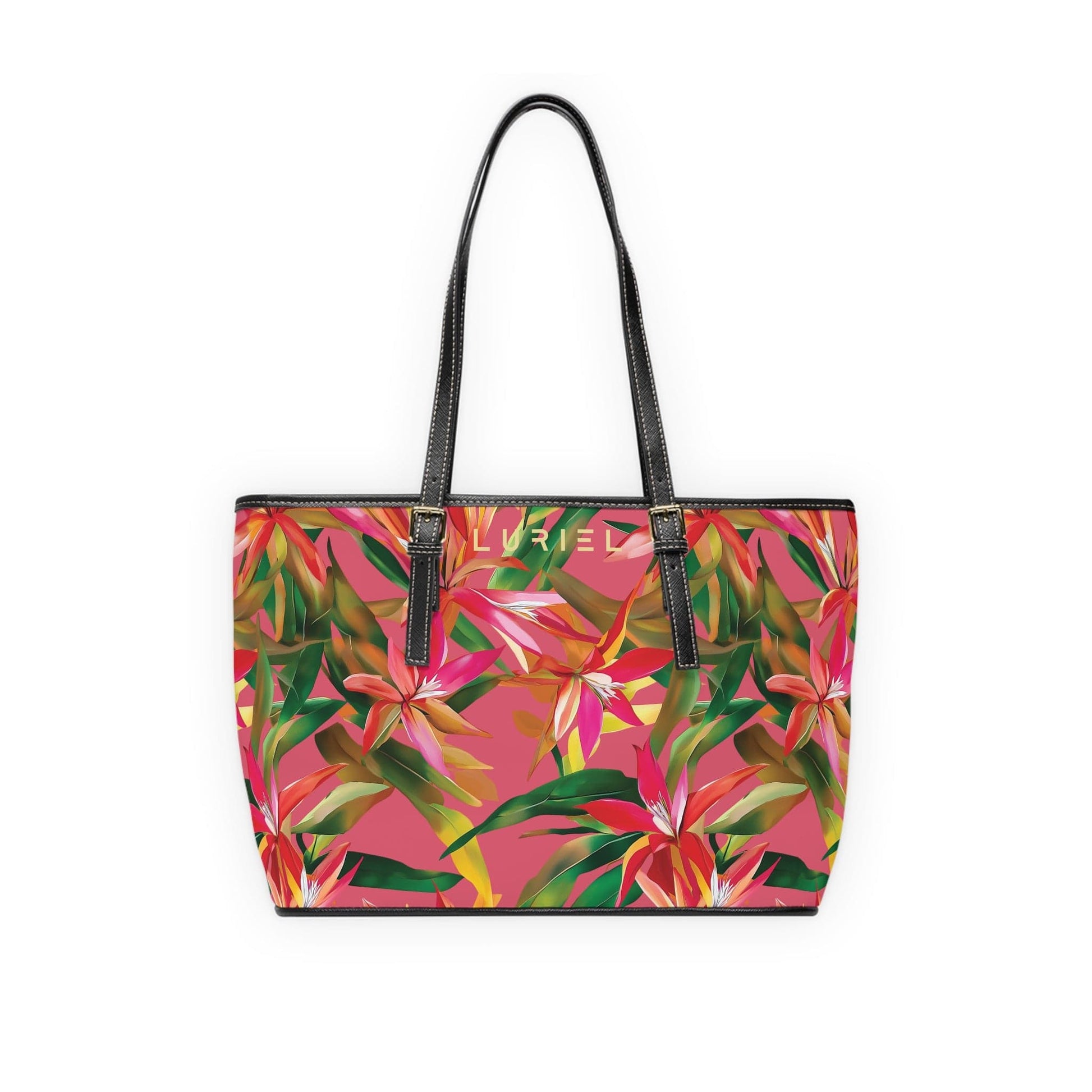 Bags 16" x 10" / Black Tropical Scent Women's Vegan Leather Tote Bag