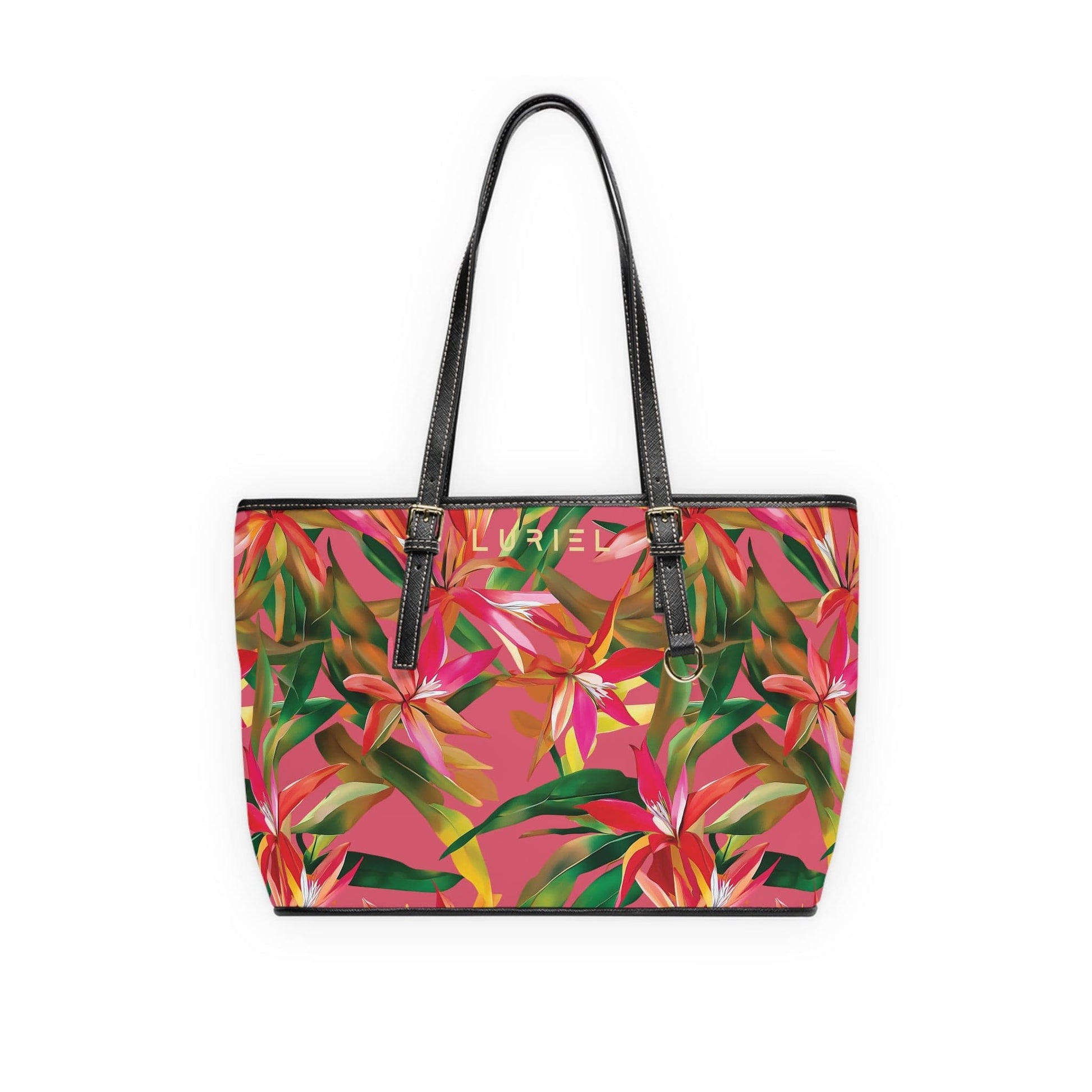 Bags 16" x 10" / Black Tropical Scent Women's Vegan Leather Tote Bag