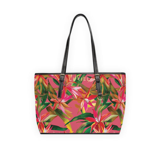 Bags 16" x 10" / Black Tropical Scent Women's Vegan Leather Tote Bag