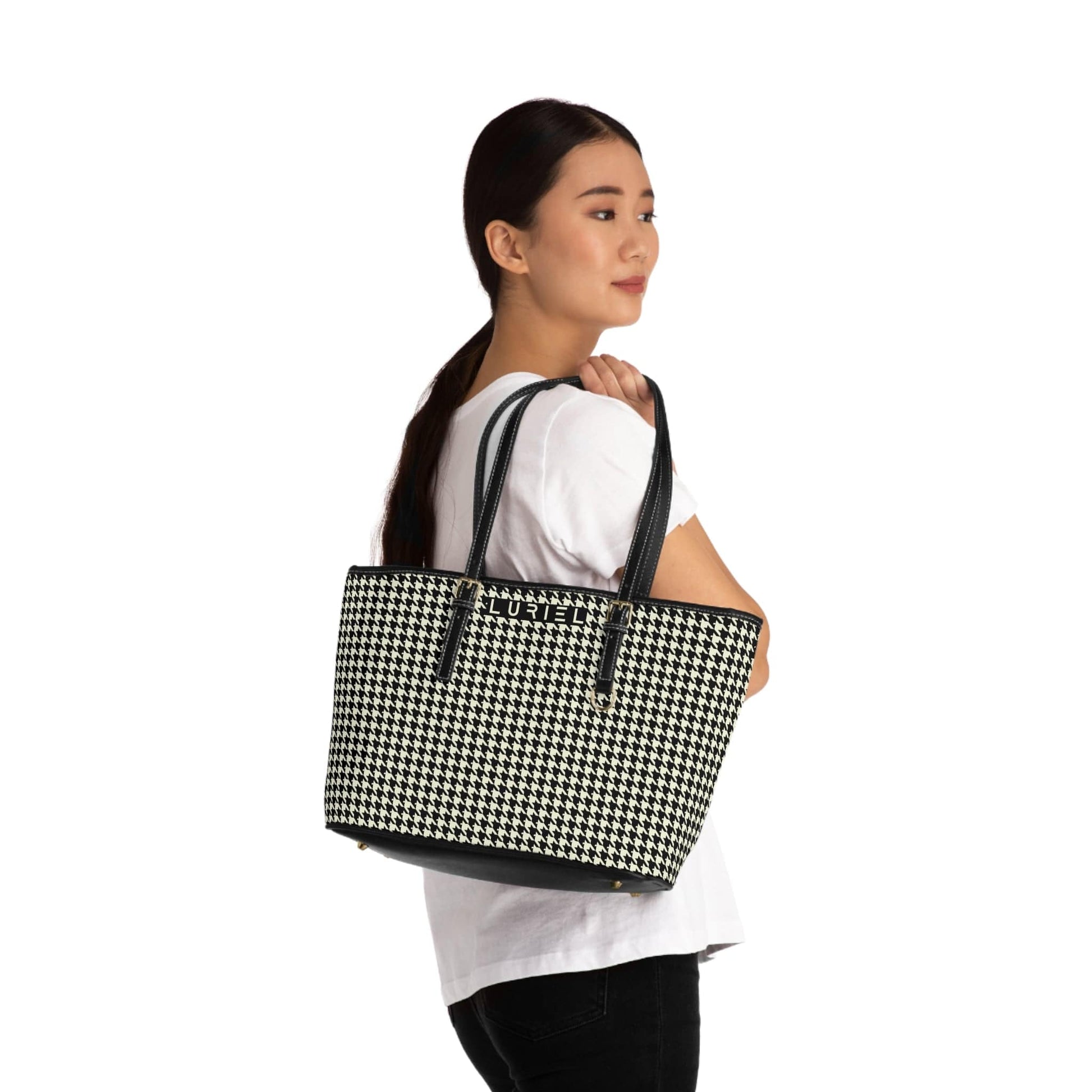 Bags 16" x 10" / Black Venice In May Women's Vegan Leather Tote Bag