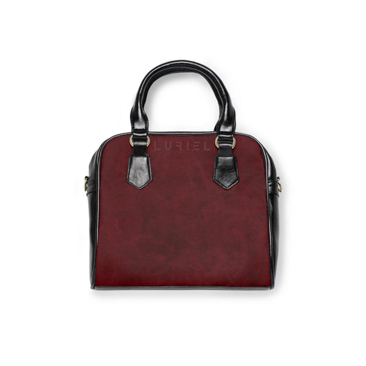 Bags 9.45" x 8.27" / Black Burgundy Leather Women's Vegan Leather Shoulder Bag