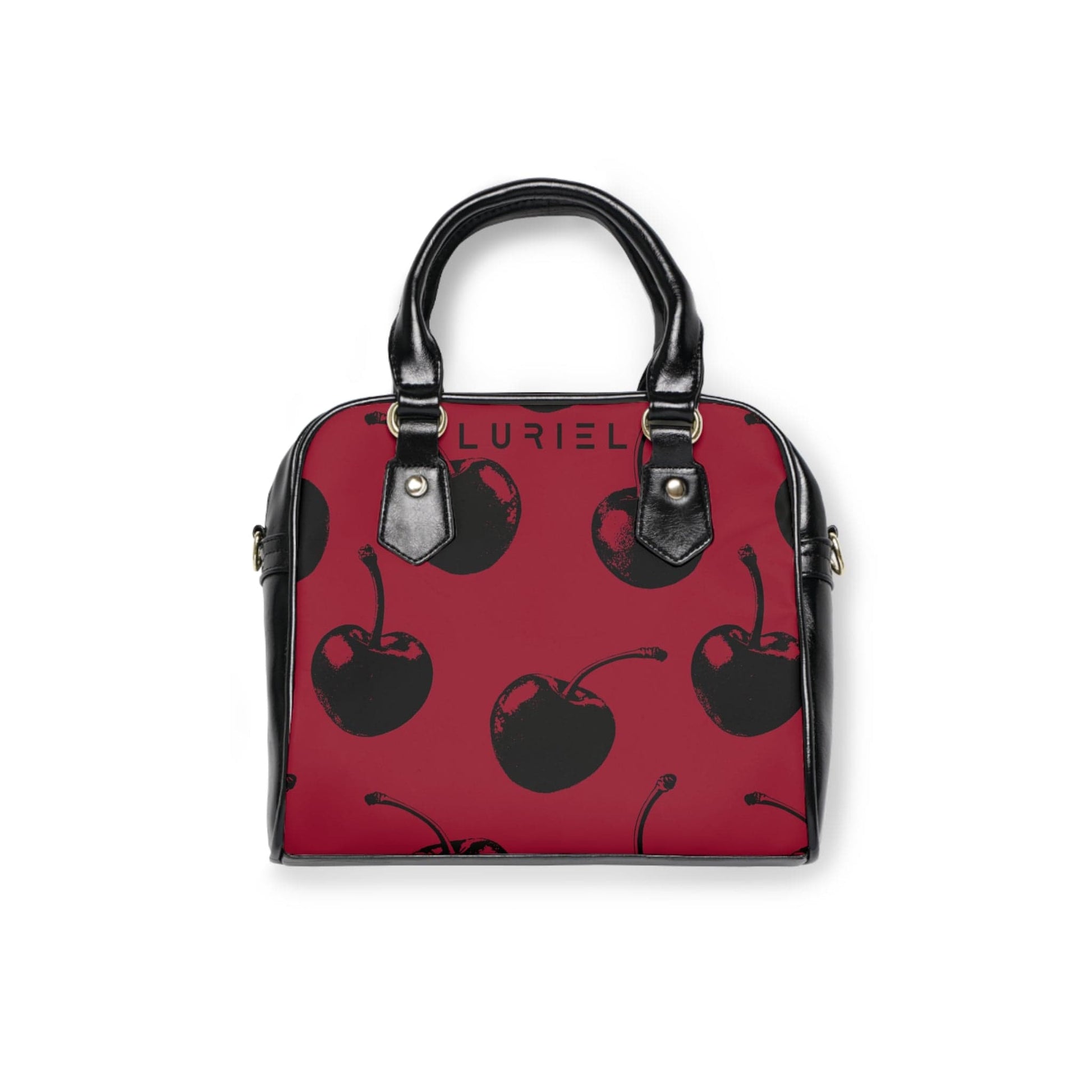 Bags 9.45" x 8.27" / Black Cherries Women's Vegan Leather Shoulder Bag