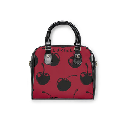 Bags 9.45" x 8.27" / Black Cherries Women's Vegan Leather Shoulder Bag
