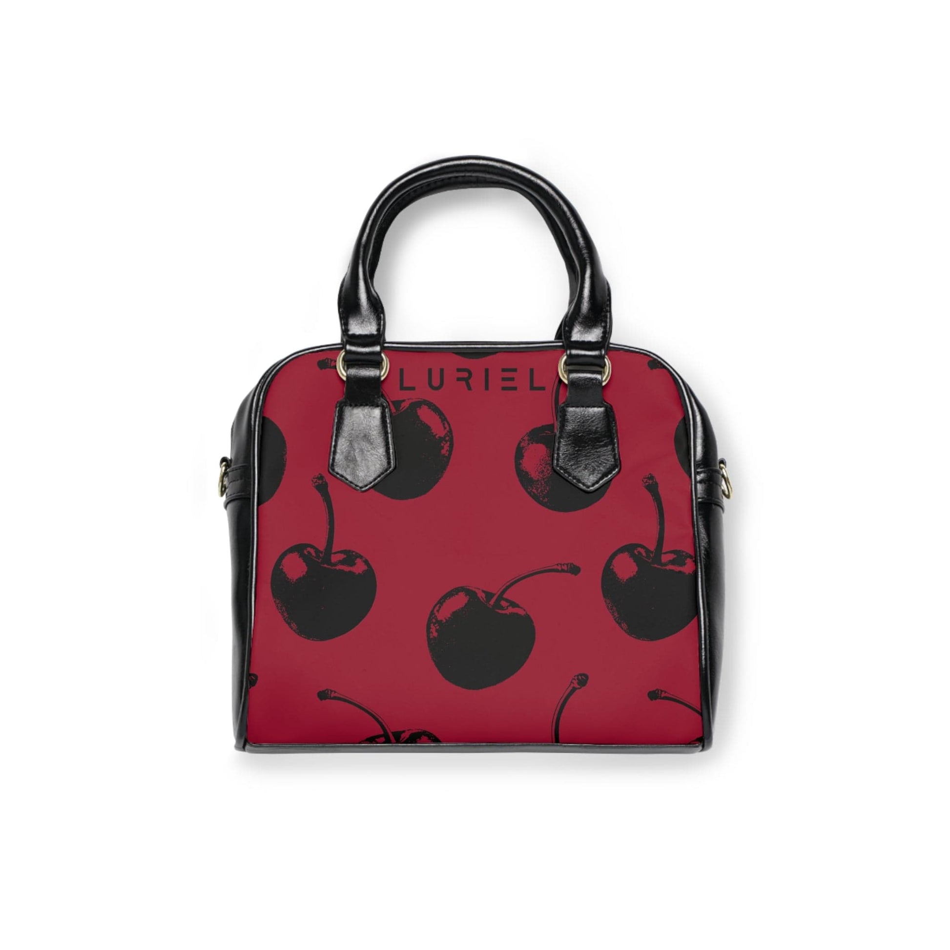 Bags 9.45" x 8.27" / Black Cherries Women's Vegan Leather Shoulder Bag