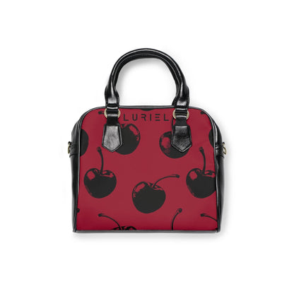 Bags 9.45" x 8.27" / Black Cherries Women's Vegan Leather Shoulder Bag