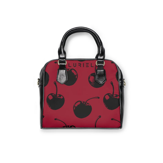 Bags 9.45" x 8.27" / Black Cherries Women's Vegan Leather Shoulder Bag