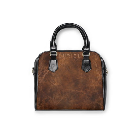 Bags 9.45" x 8.27" / Black Chestnut Brown Aged Leather Women's Vegan Leather Shoulder Bag