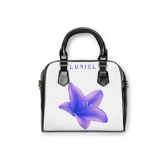 Bags 9.45" x 8.27" / Black Fleur Bleu Women's Vegan Leather Shoulder Bag