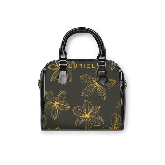 Bags 9.45" x 8.27" / Black Floral Aesthetic Women's Vegan Leather Shoulder Bag
