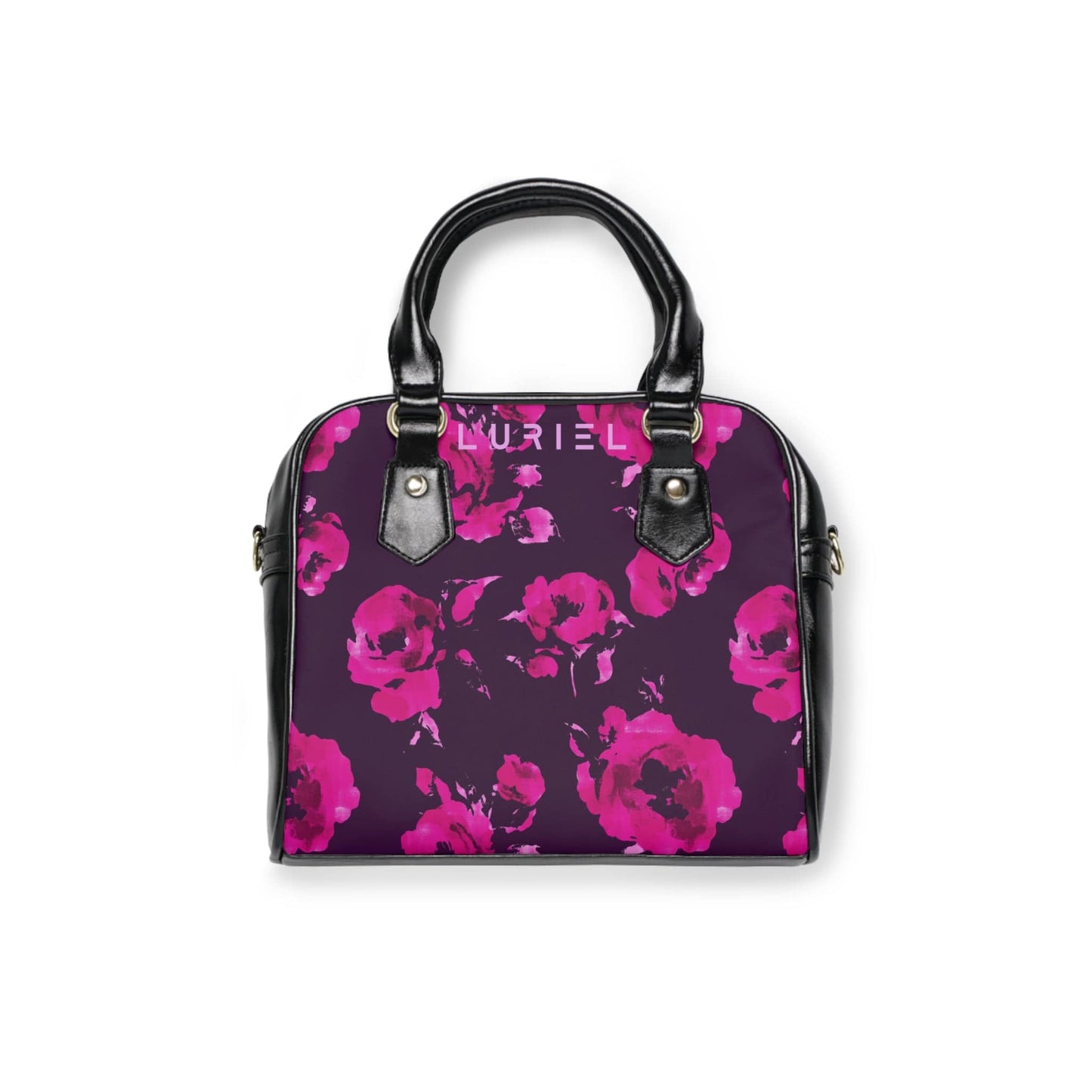 Bags 9.45" x 8.27" / Black Purple Love Women's Vegan Leather Shoulder Bag