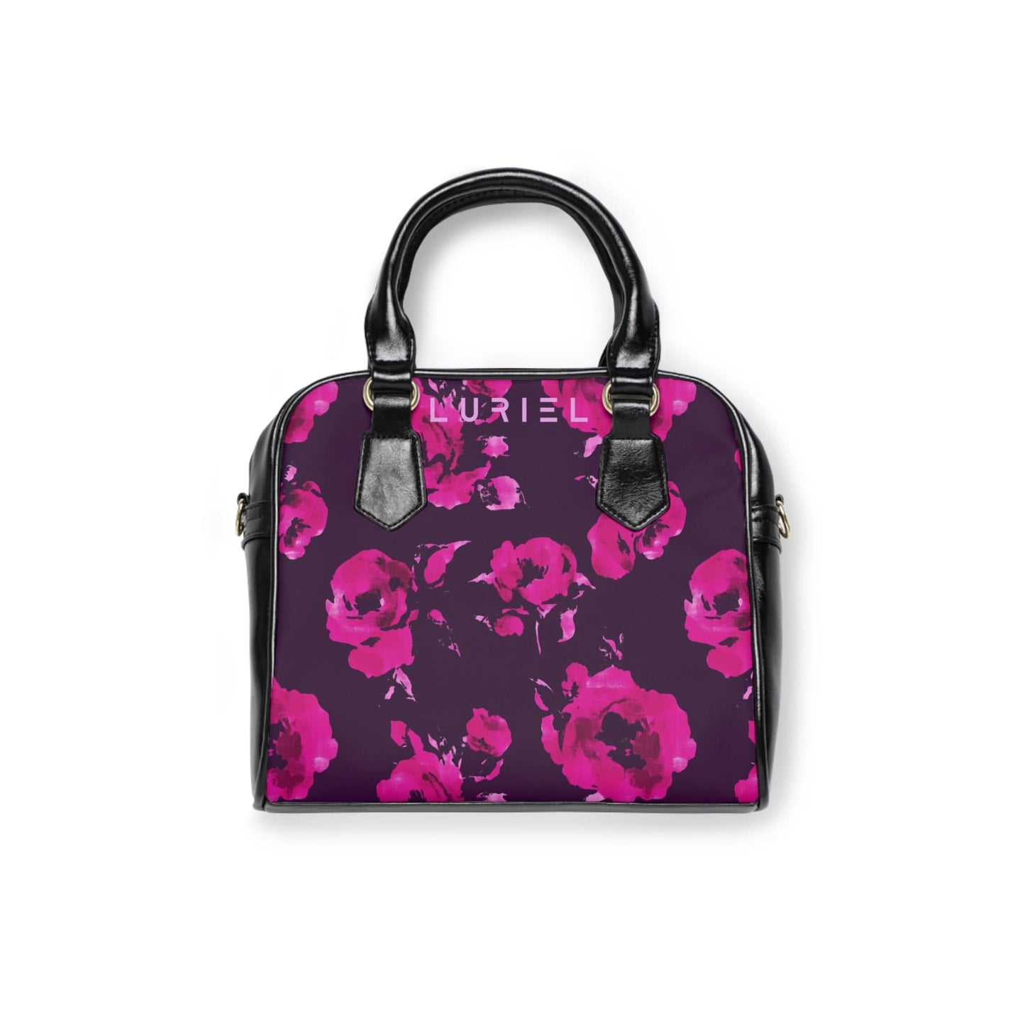 Bags 9.45" x 8.27" / Black Purple Love Women's Vegan Leather Shoulder Bag