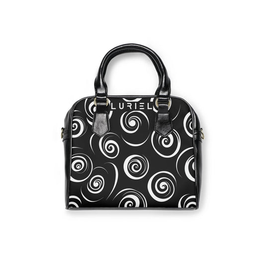 Bags 9.45" x 8.27" / Black Spirals Women's Leather Shoulder Bag